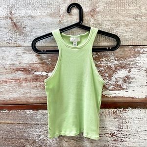 Topshop // green ribbed tank top